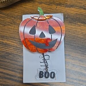 Halloween Pumpkin Brooch with BOO Charm Pop Up Style